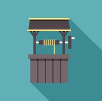 Water well with crank and rope on turquoise background vector