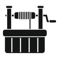 Water well with crank and rope for lifting bucket, simple icon vector