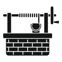 Water well with bucket hanging on rope and crank for lifting water vector