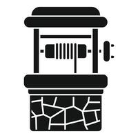 Water well with crank and rope for lifting bucket, simple icon of wishing well vector