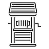 Water well with roof and bucket lifting mechanism line icon vector