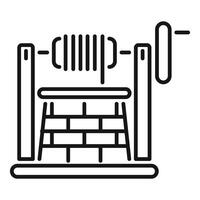 Processing fiber with traditional spinning machine using rotating handle and wooden structure vector