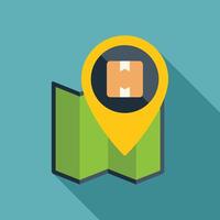 Location pin pointing delivery spot on folded map vector