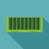 Green cargo container sitting on turquoise background with long shadow vector