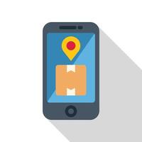 Smartphone showing parcel tracking app with location pin and cardboard box vector