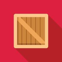 Closed wooden crate on red background with long shadow vector