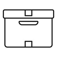Closed cardboard box with label and handle for storage or shipping vector