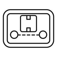 Parcel tracking app showing box moving along route on smartphone screen vector