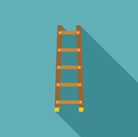 Wooden ladder standing on turquoise background with long shadow vector