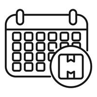 Calendar and parcel box showing scheduled delivery time vector