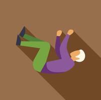 Senior man falling down on back with long shadow vector