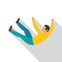 Man falling down with outstretched arms and legs extended, flat design with long shadow vector