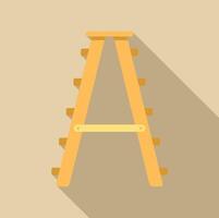 Wooden step ladder standing on beige background with long shadow vector