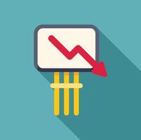 Decreasing arrow and chart showing negative trend in business analytics vector