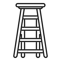 Folding bar stool with three steps and rounded seat vector