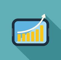 Growing bar chart with upward trend arrow displayed on tablet screen vector