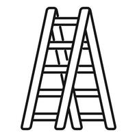 Step ladder standing on white background, simple line drawing vector