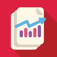 Business documents with increasing graph and upward arrow showing positive growth trend vector