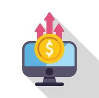 Online earning increasing, computer showing growth in passive income vector