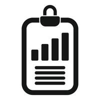 Clipboard showing growing bar graph and text lines icon vector