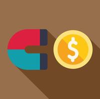 Horseshoe magnet attracting dollar coin representing attracting investment vector