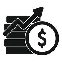 Dollar coin and increasing graph bars showing business growth vector