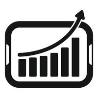 Tablet showing growing bar chart and upward trend vector