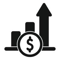 Growing money investment increasing bar graph with dollar coin and up arrow vector