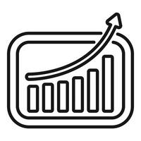 Growing bar graph showing increasing statistics with upward arrow trend vector