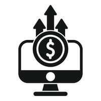 Online earning increasing with upward trending arrows on computer screen vector