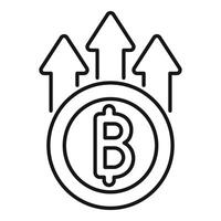 Cryptocurrency growing showing increased bitcoin value with upward arrows vector