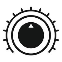 Control knob showing maximum setting with triangle indicator pointing upwards vector