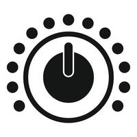 Circular power button with light indicators showing increasing intensity vector