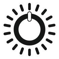 Round power button with rays shining, control and adjustment concept vector