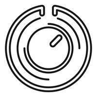 Modern round control panel with switch showing power on vector