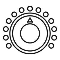 Round control knob with dots increasing and decreasing volume or level vector