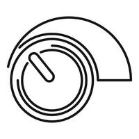 Volume control knob increasing sound level with lines indicating movement vector