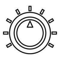 Round control knob with triangle indicator showing maximum setting vector