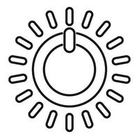 Power button emitting light beams symbolizing energy and activation vector