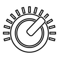 Round control knob with rays increasing power setting icon vector