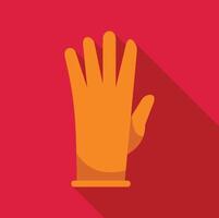 Orange glove showing five fingers on red background vector