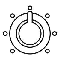 Circular power button symbol with satellites orbiting around it vector