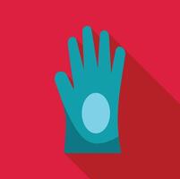 Glove with open hand showing five fingers on red background vector