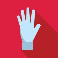 Hand showing five fingers wearing medical glove on red background vector