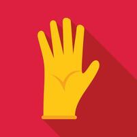 Yellow glove showing five fingers on red background vector