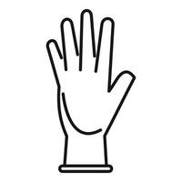 Hand wearing protective glove showing five fingers, simple outline icon vector