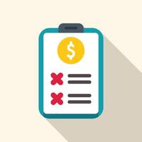 Clipboard showing financial report with two items crossed out vector