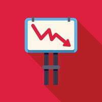 Billboard showing falling arrow graph, indicating economic crisis vector