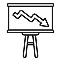 Flip chart showing negative trend in statistics, analytics, and data analysis vector