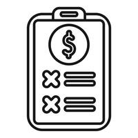 Clipboard showing payment cancellation with cross marks and dollar sign vector